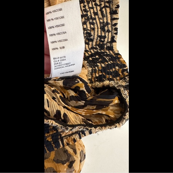 New FREE PEOPLE Roma Ruffle Blouse Top Shirt Leopard Animal Print Semi Sheer NWT - Picture 12 of 15
